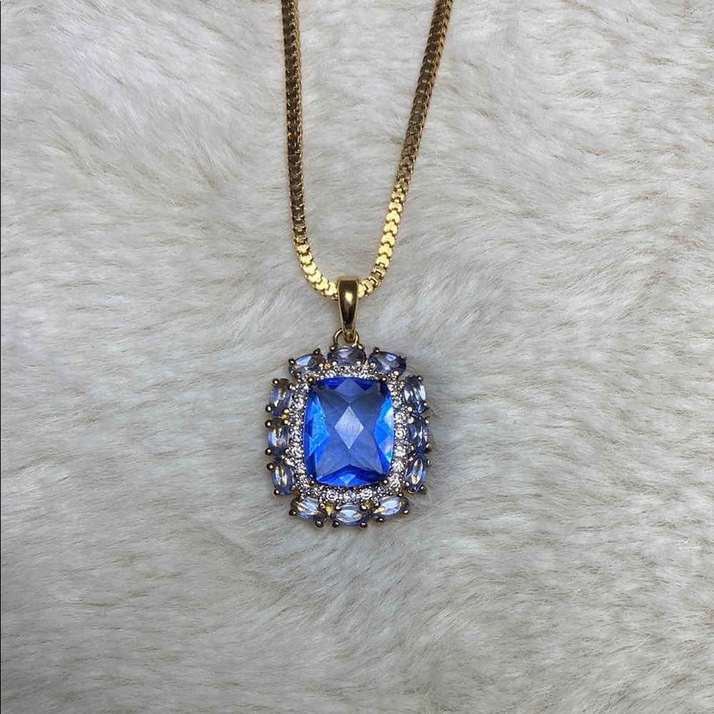 925 Italy LIRM Blue Glass Necklace 20in EUC